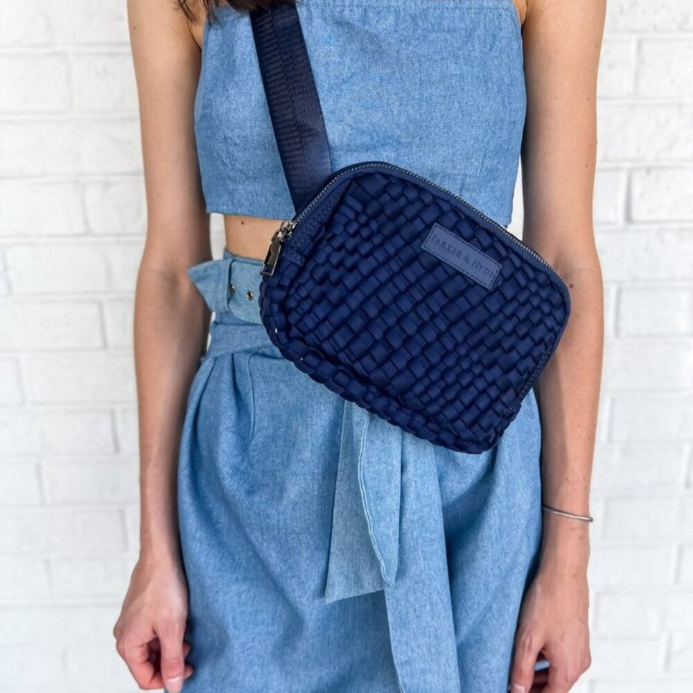 NWT Parker & Hyde Navy Woven Belt Crossbody bag